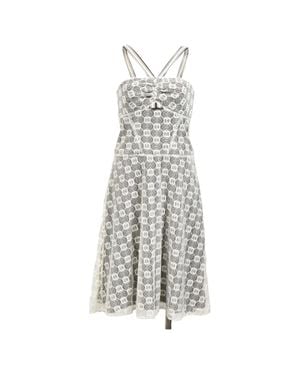 Carolina Herrera Crochet Knee-Length Dress - Gray
