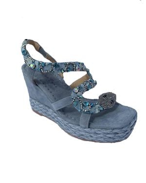 Alma En Pena. Zafiro Wedge Sandals - Blue
