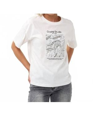 EsQualo T-Shirt Crystal Studio Top - White