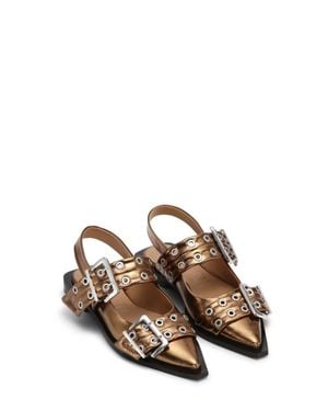 Ganni Buckle Ballerina - Metallic