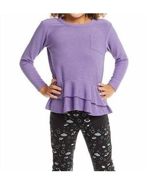 Chaser Brand Girls Long Sleeve Peplum Top - Purple