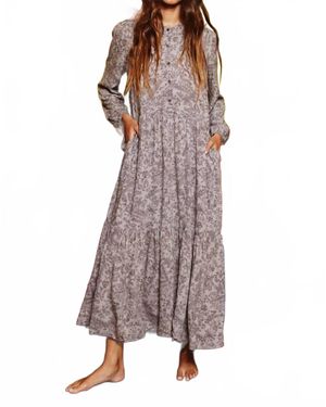 Bucketlist Floral Print Tiered Midi Dress - Brown