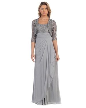 TRUEDAMES Mother Of The Bride Dress Square Neck Formal Gown - Gray