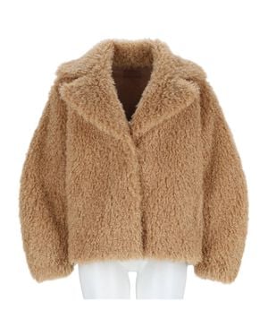 Leon & Loulou Paris Cropped Plush Teddy Faux Fur Jacket - Brown