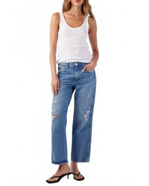 AMO Billie Cropped Straight Leg Jeans - Blue