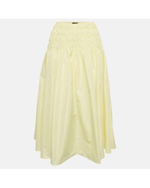Maje Taffeta Shirred Midi Skirt - Yellow