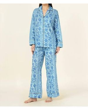 Omika Long Sleeve Pajama Pants Set - Blue