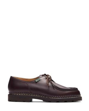 Paraboot Burgundy Michael Calf Leather Moccasin Toe Loafers - Brown
