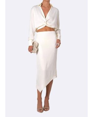 NonChalant Label Belinda Asymmetrical Midi Skirt - White