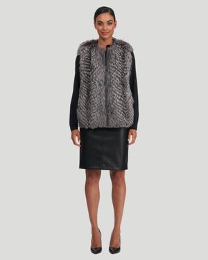 Gorski Fox Zip Vest With Wool Back - Gray