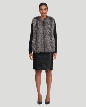 Gorski Fox Zip Vest With Wool Back - Gray