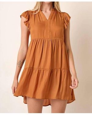 Mittoshop Satin Tier Detail Mini Dress - Brown