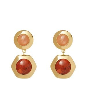 Trina Turk Plated Geo Bezel Jewel Clip On Earrings - Orange