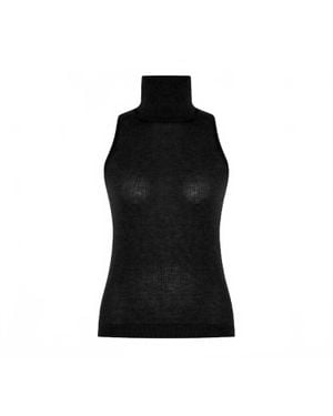Theo the Label Sheer Knit Sleeveless Top - Black