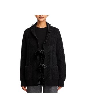 Sea Mariella Merino Wool Cable Knit Cardigan Sweater - Black