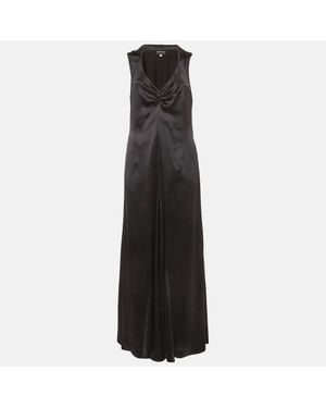 Giorgio Armani Satin Flared Maxi Dress - Black