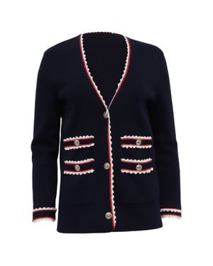 Maje Moulinette Contrast Trim Cardigan - Blue