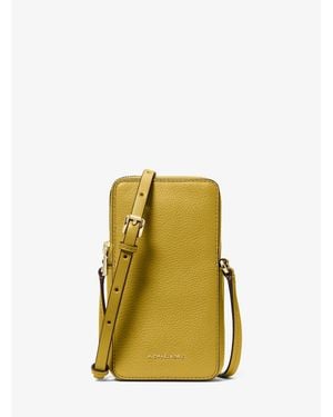 Michael Kors Jet Set Small Pebbled Leather Smartphone Crossbody Bag - Yellow