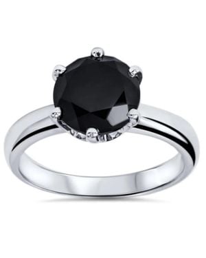 Pompeii3 2 Ct Treated Diamond Solitaire Engagement Ring 14K Size Selectable - Black