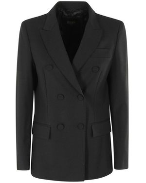 SEVENTY SERGIO TEGON Double-Breasted Tailored Jacket With Notch Lapels - Black