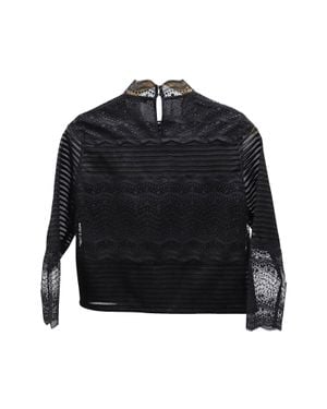 Maje Lace High Neck Blouse - Black