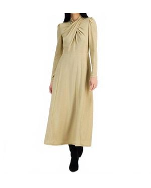 Rachel Roy Harland Faux-Wrap Metallic-Threaded Midi Dress - Natural