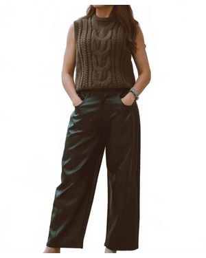 Miou Muse Broadway Barrel Wide Leg Pants - Brown