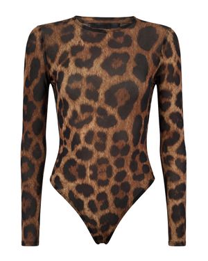 Philipp Plein Tulle Bodysuit Leopard - Brown