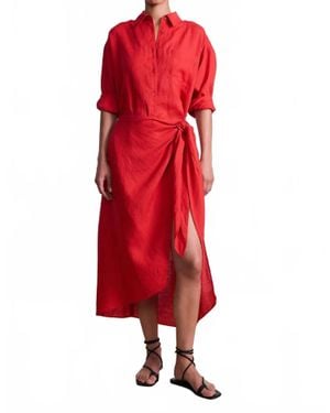 Apiece Apart Alessandra Sarong Shirt Dress - Red