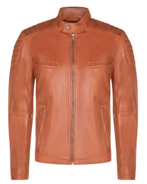 Infinity Leather Leather Quilted Biker Jacket - Orange