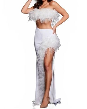 Jovani One Shoulder Cut Out Dress - White