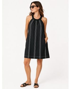 Strut & Bolt Finley Stitch Contrast Halter Neck Dress - Black