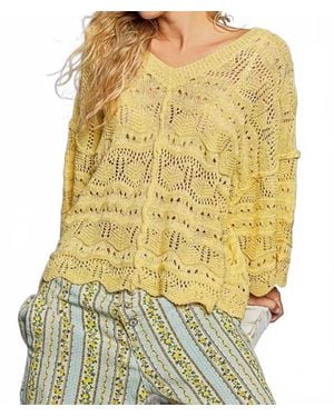 Pol Oversized V-Neck Sweater - Yellow