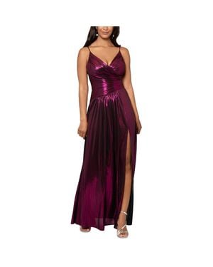 Betsy & Adam Metallic Long Cocktail And Party Dress - Red