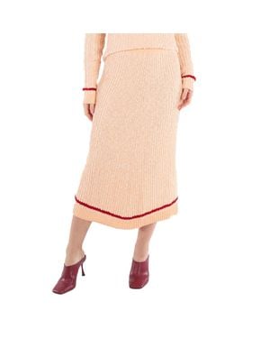 Jil Sander Ladies Ribbed Knit Midi Skirt - Pink