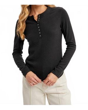 Bluivy Refined Long-Sleeve Henley Top - Black