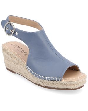 Journee Collection Apos;S Crew Medium And Wide Width Espadrille Wedge Sandals - Blue