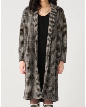 Dex Houndstooth Plaid Knit Coat - Gray