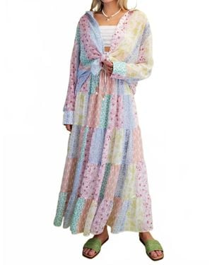 Easel Patchwork Chiffon Tiered Maxi Skirt - White
