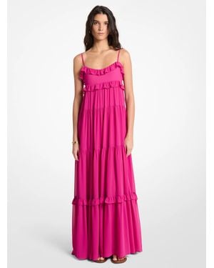 MICHAEL Michael Kors Mk Ruffled Georgette Tiered Maxi Dress - Pink