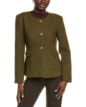 Endless Rose Round Neck Wool-Blend Blazer - Green