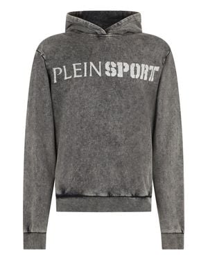 Philipp Plein Washed Hoodie Crackle Scratch - Gray