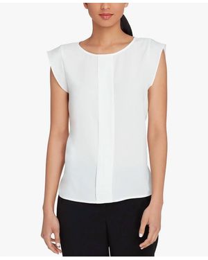 Tahari See-Through Blouse - White