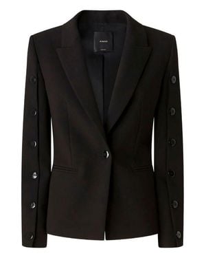 Pinko Tailored Jacket With Single-Button Closure And Decorative Sleeve Buttons - Black