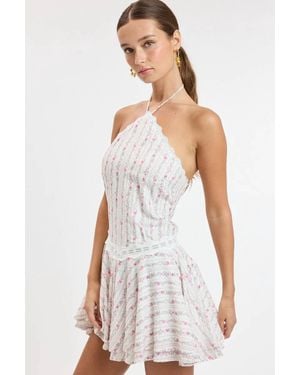 Sky To Moon Breezy Bloom Halter Sundress - White