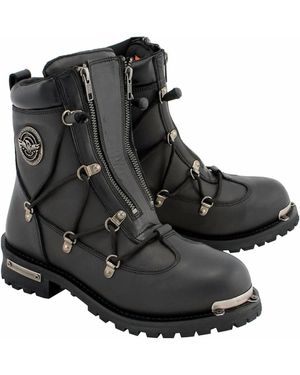 Milwaukee Leather Leather 6-Inch Plain Toe Dual Zipper - Black
