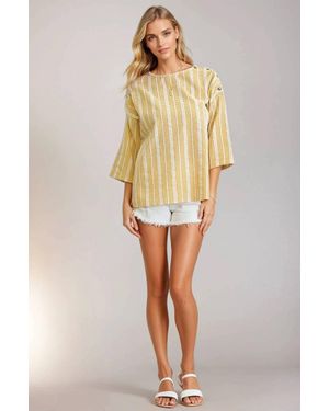 Doe And Rae Drop Shoulder Checker Top - Natural