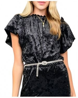Ivy Jane Velvet Flounce Blouse - Black