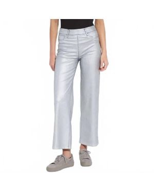 Lyssé Metallic Coated Wide Leg Coated Jean - Blue