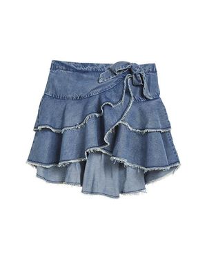 Tractr Jeans Ruffled Tier Self Tie Skirt - Blue
